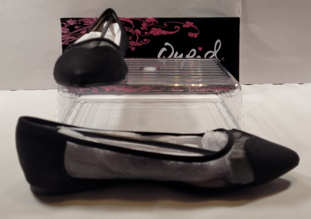QUPID Women's Size 6 Faux Black Suede/Mesh Flat Heel Shoes Style Pointer-14 NIB